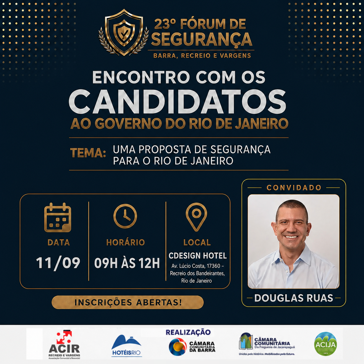 Arte oficial do encontro com Douglas Ruas em 11 de setembro de 2026